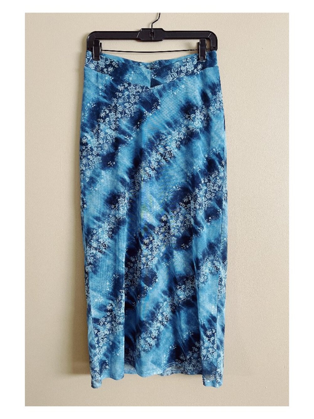 Urban Outfitters UK Sz M Gwen V Front Floral Tie Dye Mesh Layered Maxi Skirt